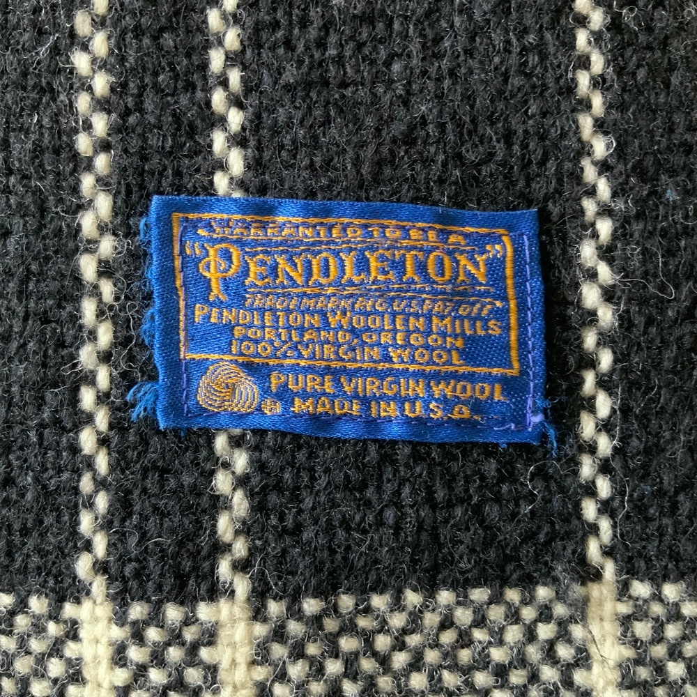 Pendleton Wool Throw,  Black and White, 54”x66”